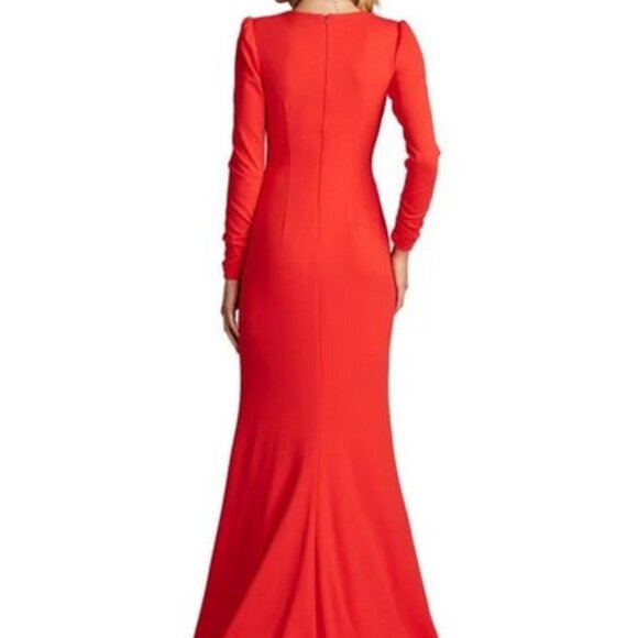 Tadashi Shoji Red Rose Twist Front Long Sleeve XL Mermaid Gown - Picture 4 of 6